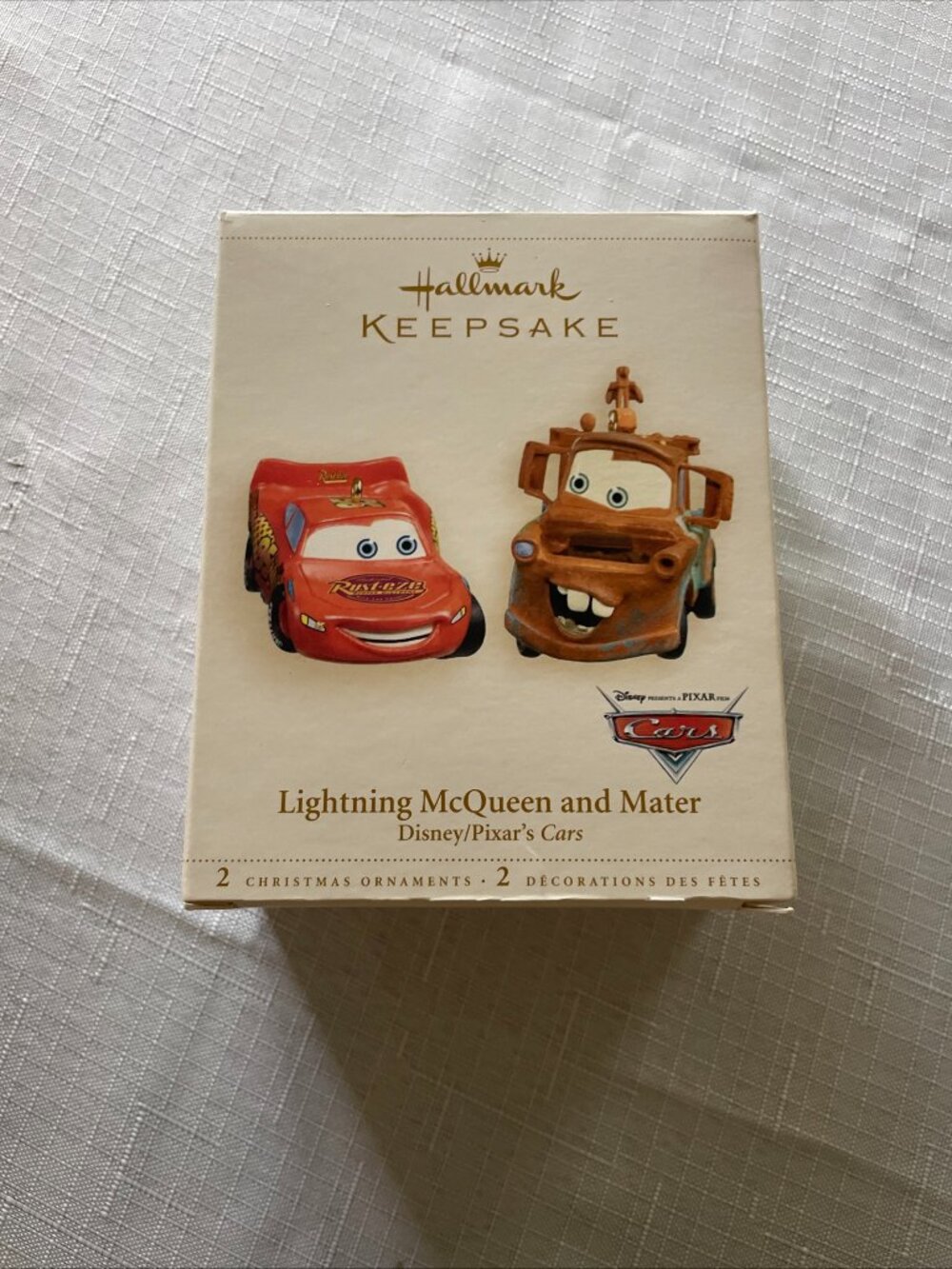 Hallmark Disney Pixar Cars Lightning McQueen and Mater Ornaments w/ Box!